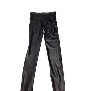 SPANX Faux Leather High Waisted Leggings Shaping‎ Pants Black Shiny L/G
